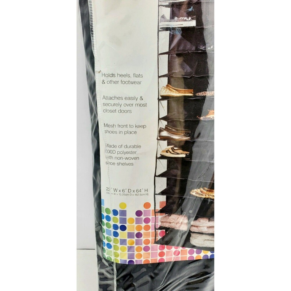 Simplify 26 Pocket Over The Door Shoe Caddy Closet Organizer Hanging Black NEW